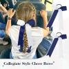 imageDEEKA 12 PCS Collegiate Style Cheer Bows Long Tail Skinny Ponytail Holder Handmade for Girls Teens Softball Cheerleader Sports RedNavy BlueWhite