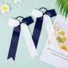 imageDEEKA 12 PCS Collegiate Style Cheer Bows Long Tail Skinny Ponytail Holder Handmade for Girls Teens Softball Cheerleader Sports RedNavy BlueWhite