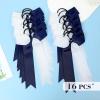 imageDEEKA 12 PCS Collegiate Style Cheer Bows Long Tail Skinny Ponytail Holder Handmade for Girls Teens Softball Cheerleader Sports RedNavy BlueWhite