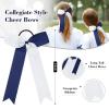imageDEEKA 12 PCS Collegiate Style Cheer Bows Long Tail Skinny Ponytail Holder Handmade for Girls Teens Softball Cheerleader Sports RedNavy BlueWhite