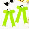 imageDEEKA 12 PCS Collegiate Style Cheer Bows Long Tail Skinny Ponytail Holder Handmade for Girls Teens Softball Cheerleader Sports RedNeon Green