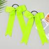 imageDEEKA 12 PCS Collegiate Style Cheer Bows Long Tail Skinny Ponytail Holder Handmade for Girls Teens Softball Cheerleader Sports RedNeon Green