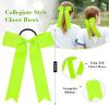 imageDEEKA 12 PCS Collegiate Style Cheer Bows Long Tail Skinny Ponytail Holder Handmade for Girls Teens Softball Cheerleader Sports RedNeon Green