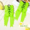 imageDEEKA 12 PCS Collegiate Style Cheer Bows Long Tail Skinny Ponytail Holder Handmade for Girls Teens Softball Cheerleader Sports RedNeon Green