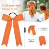 imageDEEKA 12 PCS Collegiate Style Cheer Bows Long Tail Skinny Ponytail Holder Handmade for Girls Teens Softball Cheerleader Sports RedOrange