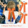 imageDEEKA 12 PCS Collegiate Style Cheer Bows Long Tail Skinny Ponytail Holder Handmade for Girls Teens Softball Cheerleader Sports RedOrange