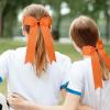 imageDEEKA 12 PCS Collegiate Style Cheer Bows Long Tail Skinny Ponytail Holder Handmade for Girls Teens Softball Cheerleader Sports RedOrange