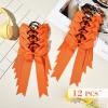 imageDEEKA 12 PCS Collegiate Style Cheer Bows Long Tail Skinny Ponytail Holder Handmade for Girls Teens Softball Cheerleader Sports RedOrange