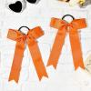imageDEEKA 12 PCS Collegiate Style Cheer Bows Long Tail Skinny Ponytail Holder Handmade for Girls Teens Softball Cheerleader Sports RedOrange