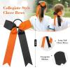 imageDEEKA 12 PCS Collegiate Style Cheer Bows Long Tail Skinny Ponytail Holder Handmade for Girls Teens Softball Cheerleader Sports RedOrangeBlack