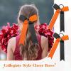 imageDEEKA 12 PCS Collegiate Style Cheer Bows Long Tail Skinny Ponytail Holder Handmade for Girls Teens Softball Cheerleader Sports RedOrangeBlack