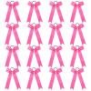 imageDEEKA 12 PCS Collegiate Style Cheer Bows Long Tail Skinny Ponytail Holder Handmade for Girls Teens Softball Cheerleader Sports RedPink