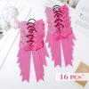 imageDEEKA 12 PCS Collegiate Style Cheer Bows Long Tail Skinny Ponytail Holder Handmade for Girls Teens Softball Cheerleader Sports RedPink