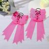 imageDEEKA 12 PCS Collegiate Style Cheer Bows Long Tail Skinny Ponytail Holder Handmade for Girls Teens Softball Cheerleader Sports RedPink