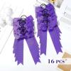 imageDEEKA 12 PCS Collegiate Style Cheer Bows Long Tail Skinny Ponytail Holder Handmade for Girls Teens Softball Cheerleader Sports RedPurple