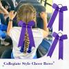 imageDEEKA 12 PCS Collegiate Style Cheer Bows Long Tail Skinny Ponytail Holder Handmade for Girls Teens Softball Cheerleader Sports RedPurple