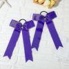 imageDEEKA 12 PCS Collegiate Style Cheer Bows Long Tail Skinny Ponytail Holder Handmade for Girls Teens Softball Cheerleader Sports RedPurple