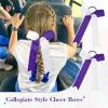 imageDEEKA 12 PCS Collegiate Style Cheer Bows Long Tail Skinny Ponytail Holder Handmade for Girls Teens Softball Cheerleader Sports RedPurpleWhite