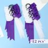 imageDEEKA 12 PCS Collegiate Style Cheer Bows Long Tail Skinny Ponytail Holder Handmade for Girls Teens Softball Cheerleader Sports RedPurpleWhite