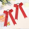 imageDEEKA 12 PCS Collegiate Style Cheer Bows Long Tail Skinny Ponytail Holder Handmade for Girls Teens Softball Cheerleader Sports RedRed