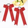imageDEEKA 12 PCS Collegiate Style Cheer Bows Long Tail Skinny Ponytail Holder Handmade for Girls Teens Softball Cheerleader Sports RedRed