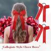 imageDEEKA 12 PCS Collegiate Style Cheer Bows Long Tail Skinny Ponytail Holder Handmade for Girls Teens Softball Cheerleader Sports RedRed