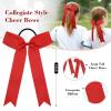 imageDEEKA 12 PCS Collegiate Style Cheer Bows Long Tail Skinny Ponytail Holder Handmade for Girls Teens Softball Cheerleader Sports RedRed