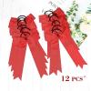 imageDEEKA 12 PCS Collegiate Style Cheer Bows Long Tail Skinny Ponytail Holder Handmade for Girls Teens Softball Cheerleader Sports RedRed