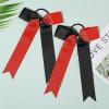 imageDEEKA 12 PCS Collegiate Style Cheer Bows Long Tail Skinny Ponytail Holder Handmade for Girls Teens Softball Cheerleader Sports RedRedBlack