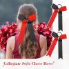 imageDEEKA 12 PCS Collegiate Style Cheer Bows Long Tail Skinny Ponytail Holder Handmade for Girls Teens Softball Cheerleader Sports RedRedBlack