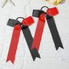 imageDEEKA 12 PCS Collegiate Style Cheer Bows Long Tail Skinny Ponytail Holder Handmade for Girls Teens Softball Cheerleader Sports RedRedBlack