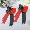 imageDEEKA 12 PCS Collegiate Style Cheer Bows Long Tail Skinny Ponytail Holder Handmade for Girls Teens Softball Cheerleader Sports RedRedBlack