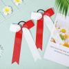 imageDEEKA 12 PCS Collegiate Style Cheer Bows Long Tail Skinny Ponytail Holder Handmade for Girls Teens Softball Cheerleader Sports RedRedWhite