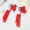 imageDEEKA 12 PCS Collegiate Style Cheer Bows Long Tail Skinny Ponytail Holder Handmade for Girls Teens Softball Cheerleader Sports RedRedWhite