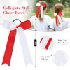 imageDEEKA 12 PCS Collegiate Style Cheer Bows Long Tail Skinny Ponytail Holder Handmade for Girls Teens Softball Cheerleader Sports RedRedWhite