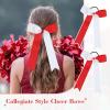imageDEEKA 12 PCS Collegiate Style Cheer Bows Long Tail Skinny Ponytail Holder Handmade for Girls Teens Softball Cheerleader Sports RedRedWhite