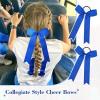 imageDEEKA 12 PCS Collegiate Style Cheer Bows Long Tail Skinny Ponytail Holder Handmade for Girls Teens Softball Cheerleader Sports RedRoyal Blue