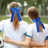 imageDEEKA 12 PCS Collegiate Style Cheer Bows Long Tail Skinny Ponytail Holder Handmade for Girls Teens Softball Cheerleader Sports RedRoyal Blue