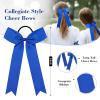 imageDEEKA 12 PCS Collegiate Style Cheer Bows Long Tail Skinny Ponytail Holder Handmade for Girls Teens Softball Cheerleader Sports RedRoyal Blue