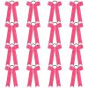imageDEEKA 12 PCS Collegiate Style Cheer Bows Long Tail Skinny Ponytail Holder Handmade for Girls Teens Softball Cheerleader Sports RedShocking Pink