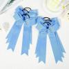 imageDEEKA 12 PCS Collegiate Style Cheer Bows Long Tail Skinny Ponytail Holder Handmade for Girls Teens Softball Cheerleader Sports RedSky Blue