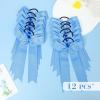 imageDEEKA 12 PCS Collegiate Style Cheer Bows Long Tail Skinny Ponytail Holder Handmade for Girls Teens Softball Cheerleader Sports RedSky Blue