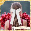 imageDEEKA 12 PCS Collegiate Style Cheer Bows Long Tail Skinny Ponytail Holder Handmade for Girls Teens Softball Cheerleader Sports RedWhite