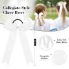 imageDEEKA 12 PCS Collegiate Style Cheer Bows Long Tail Skinny Ponytail Holder Handmade for Girls Teens Softball Cheerleader Sports RedWhite