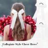imageDEEKA 12 PCS Collegiate Style Cheer Bows Long Tail Skinny Ponytail Holder Handmade for Girls Teens Softball Cheerleader Sports RedWhite