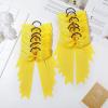 imageDEEKA 12 PCS Collegiate Style Cheer Bows Long Tail Skinny Ponytail Holder Handmade for Girls Teens Softball Cheerleader Sports RedYellow