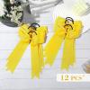 imageDEEKA 12 PCS Collegiate Style Cheer Bows Long Tail Skinny Ponytail Holder Handmade for Girls Teens Softball Cheerleader Sports RedYellow