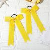 imageDEEKA 12 PCS Collegiate Style Cheer Bows Long Tail Skinny Ponytail Holder Handmade for Girls Teens Softball Cheerleader Sports RedYellow