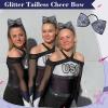 imageDEEKA 6 PCS Black Glitter Tailless Cheer Bows 5quot Rhinestones Competition Hair Bow Elastic Band for Cheerleading Cheerleaders Girls Glitter BlackGlitter Navy Blue