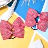 imageDEEKA 6 PCS Black Glitter Tailless Cheer Bows 5quot Rhinestones Competition Hair Bow Elastic Band for Cheerleading Cheerleaders Girls Glitter BlackGlitter Pink